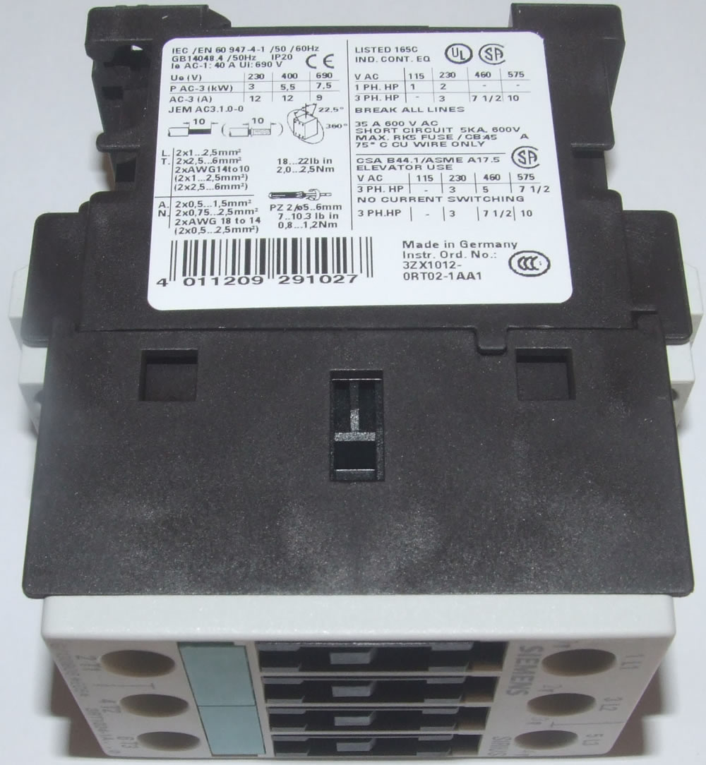 3RT1024-1AP00 CONTACTOR, AC-3 5.5 KW/400 V, - Click Image to Close