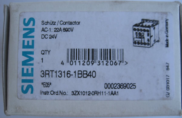3RT1316-1BB40 CONTACTOR, AC-1, 12KW/400 V,