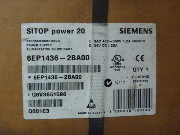 6EP1436-2BA00 SITOP POWER 24 V/20 A - Click Image to Close