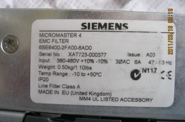 6SE6400-2FA00-6AD0 MICROMASTER 4